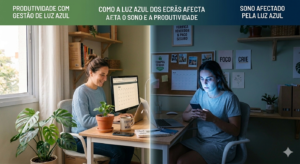 Como a luz azul dos ecrãs afecta o sono e a produtividade