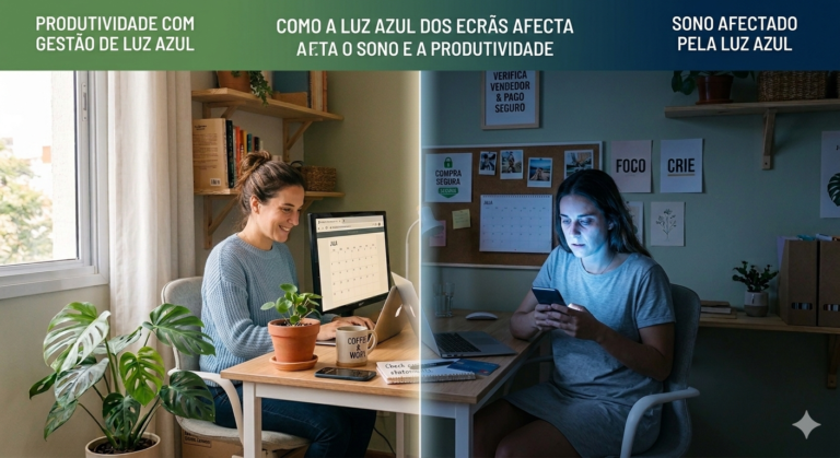 Como a luz azul dos ecrãs afecta o sono e a produtividade